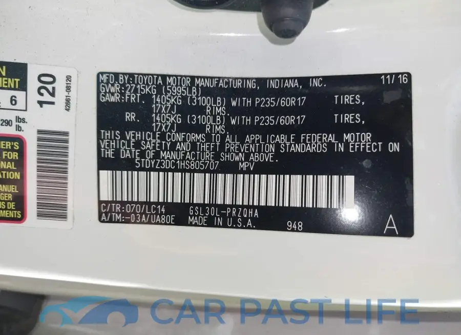 5TDYZ3DC1HS805707# 9