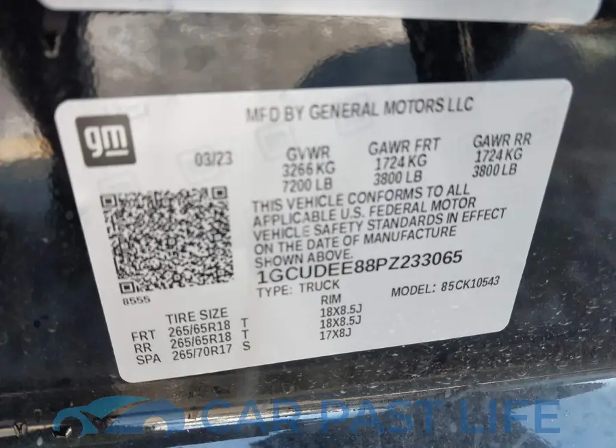 1GCUDEE88PZ233065# 9