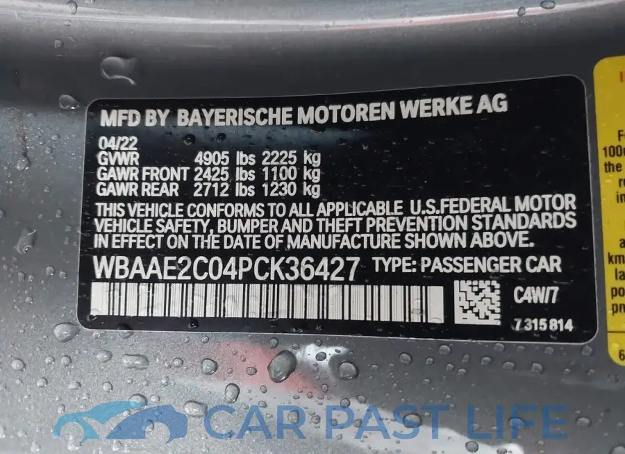 WBAAE2C04PCK36427# 9