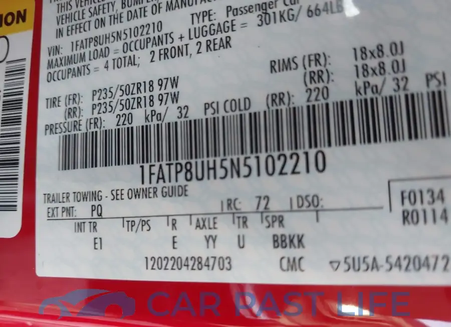 1FATP8UH5N5102210# 9