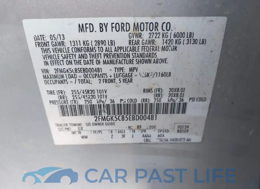 2FMGK5C85EBD00481# 9