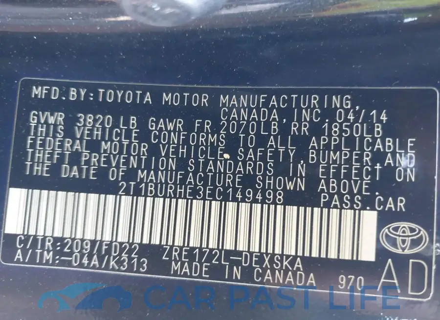 2T1BURHE3EC149498# 9