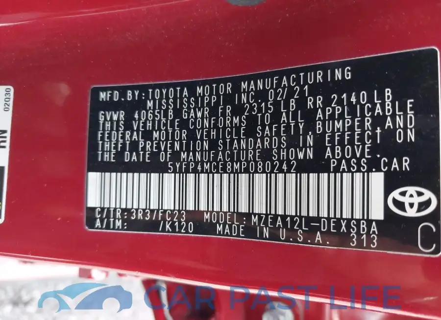 5YFP4MCE8MP080242# 9