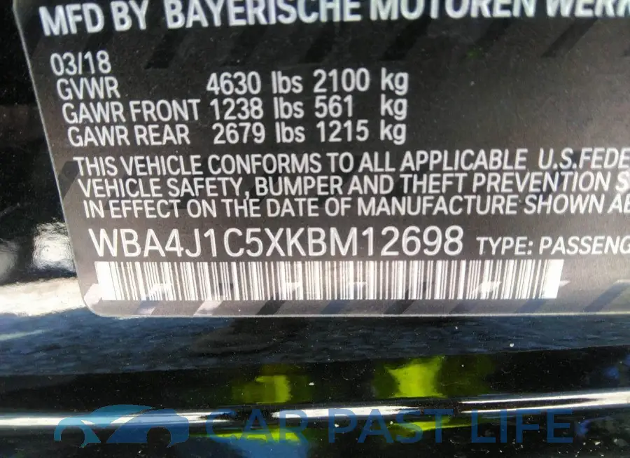 WBA4J1C5XKBM12698# 9