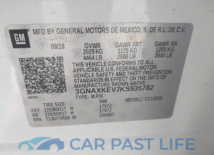 3GNAXKEV7KS535782# 9