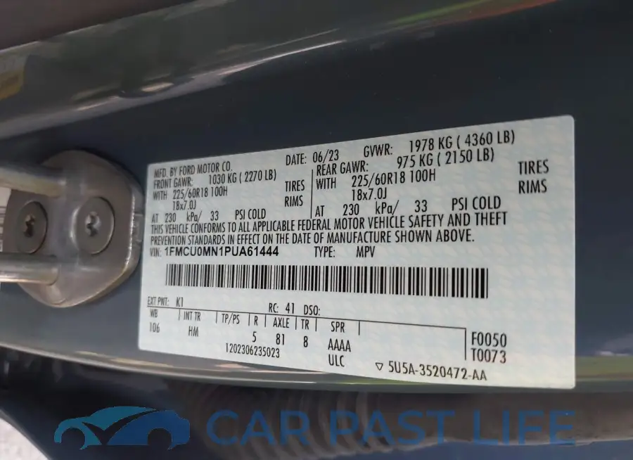 1FMCU0MN1PUA61444# 9