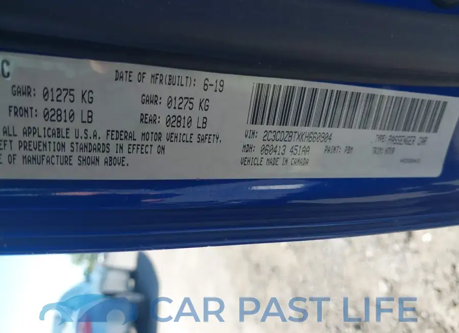 2C3CDZBTXKH660904# 9