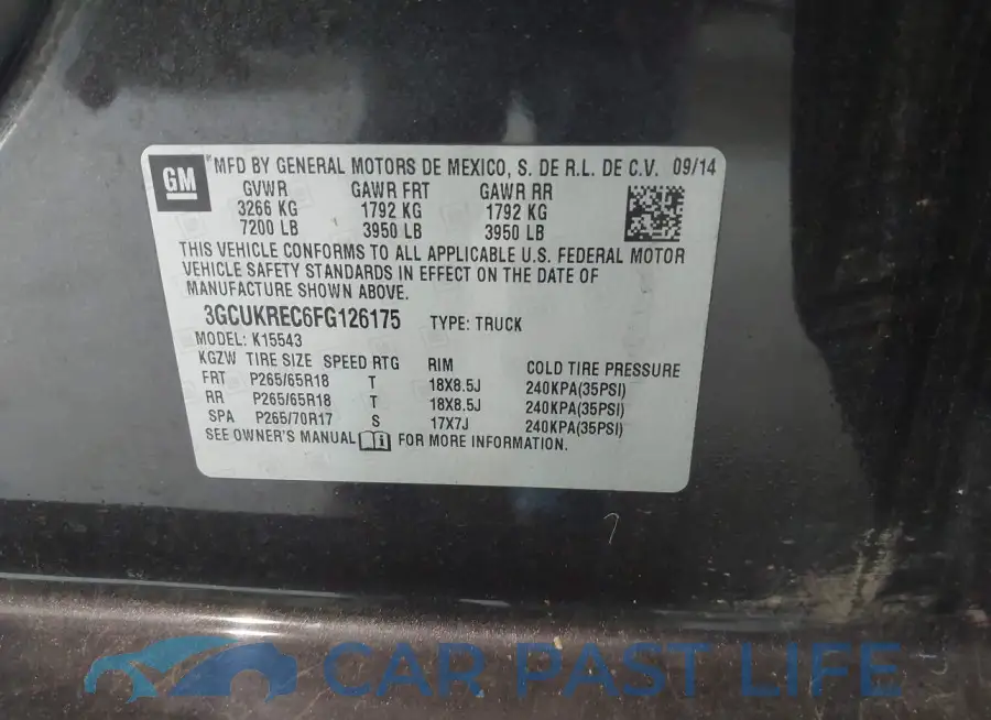 3GCUKREC6FG126175# 9