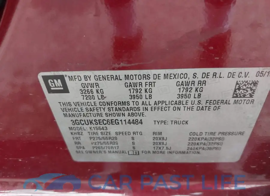 3GCUKSEC6EG114484# 9
