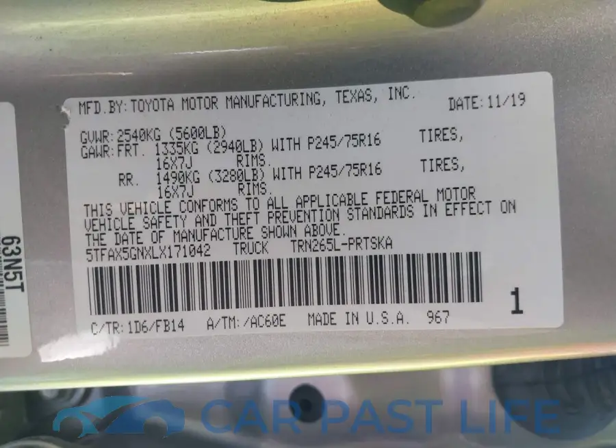 5TFAX5GNXLX171042# 9