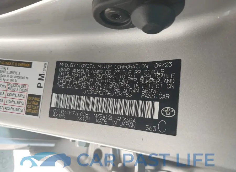 JTDP4MCE5RJ104783# 9