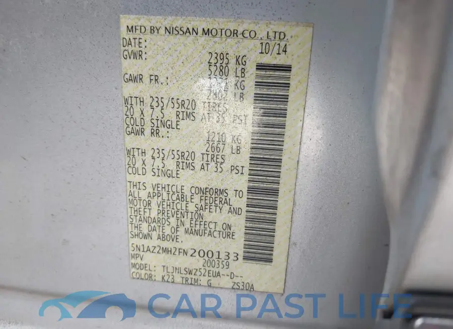 5N1AZ2MH2FN200133# 9