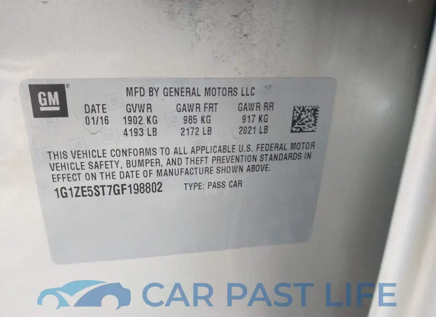 1G1ZE5ST7GF198802# 9