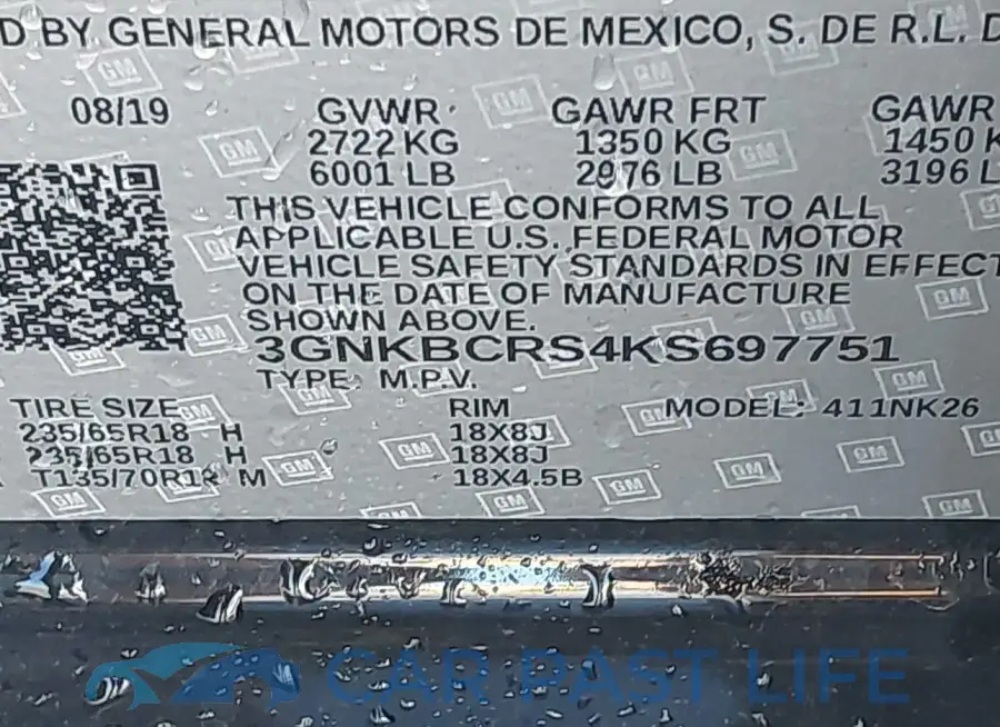 3GNKBCRS4KS697751# 9