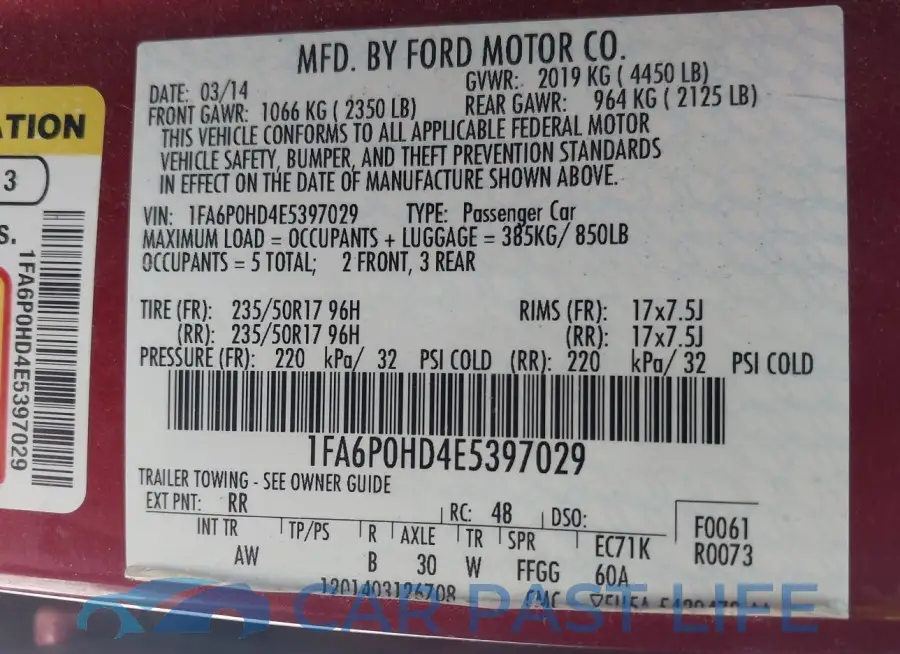1FA6P0HD4E5397029# 9