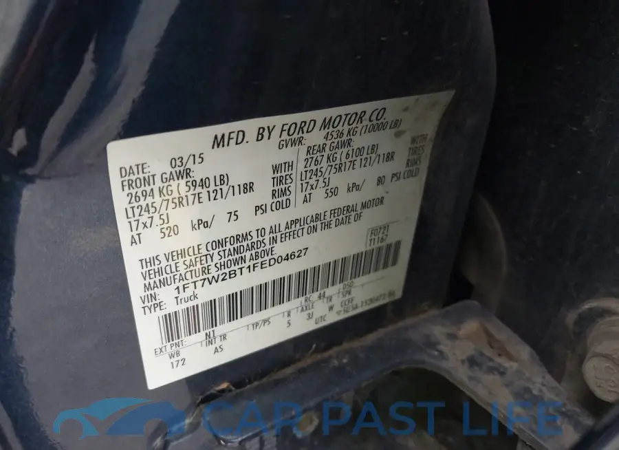 1FT7W2BT1FED04627# 9
