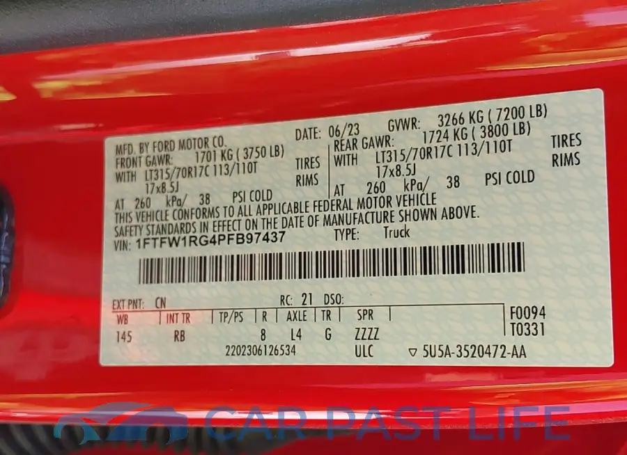 1FTFW1RG4PFB97437# 9