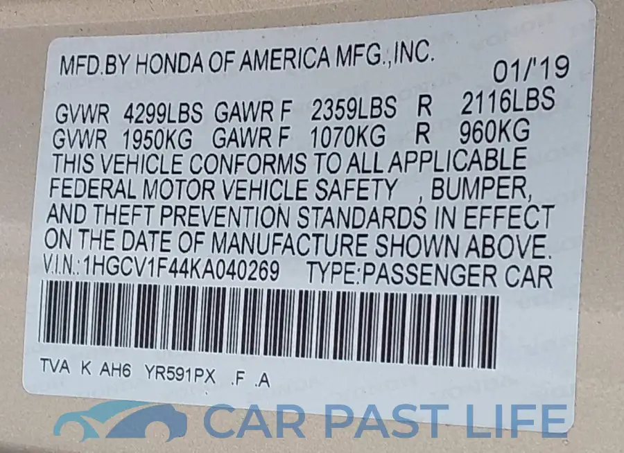 1HGCV1F44KA040269# 9