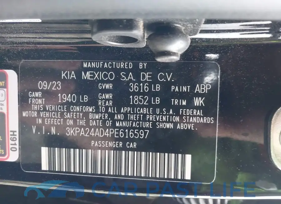 3KPA24AD4PE616597# 9