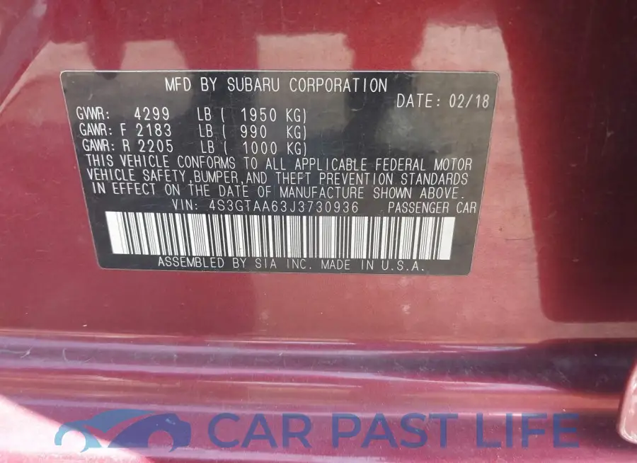 4S3GTAA63J3730936# 9
