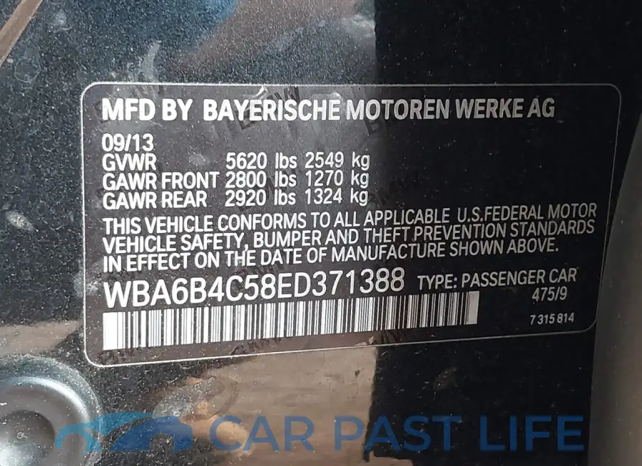 WBA6B4C58ED371388# 9