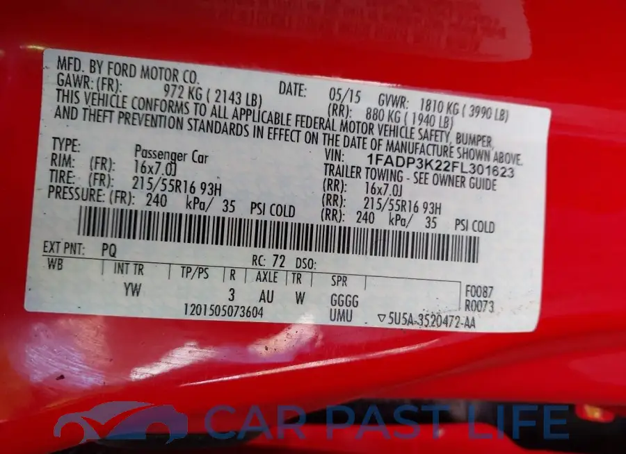 1FADP3K22FL301623# 9