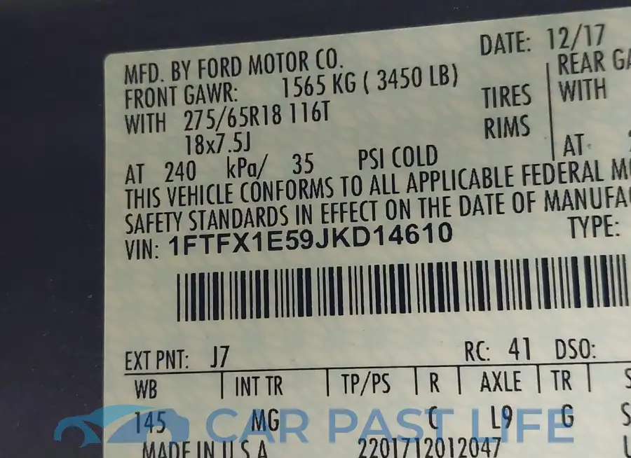 1FTFX1E59JKD14610# 9