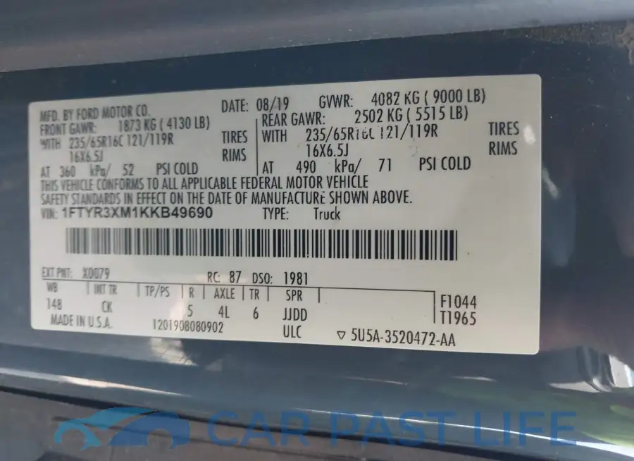 1FTYR3XM1KKB49690# 9