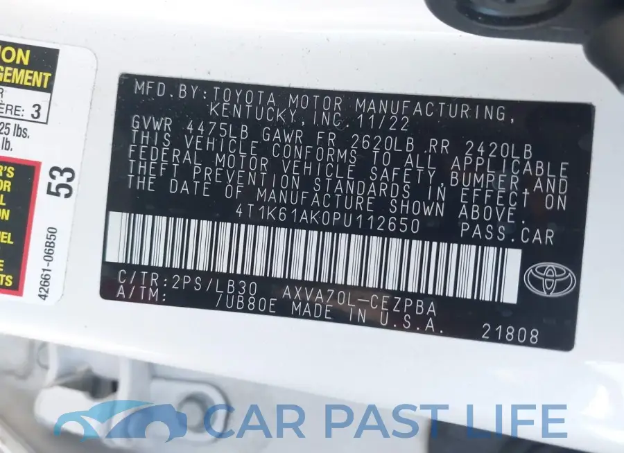 4T1K61AK0PU112650# 9