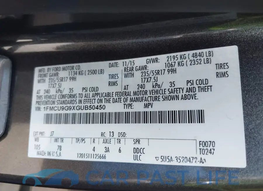1FMCU9G9XGUB50450# 9