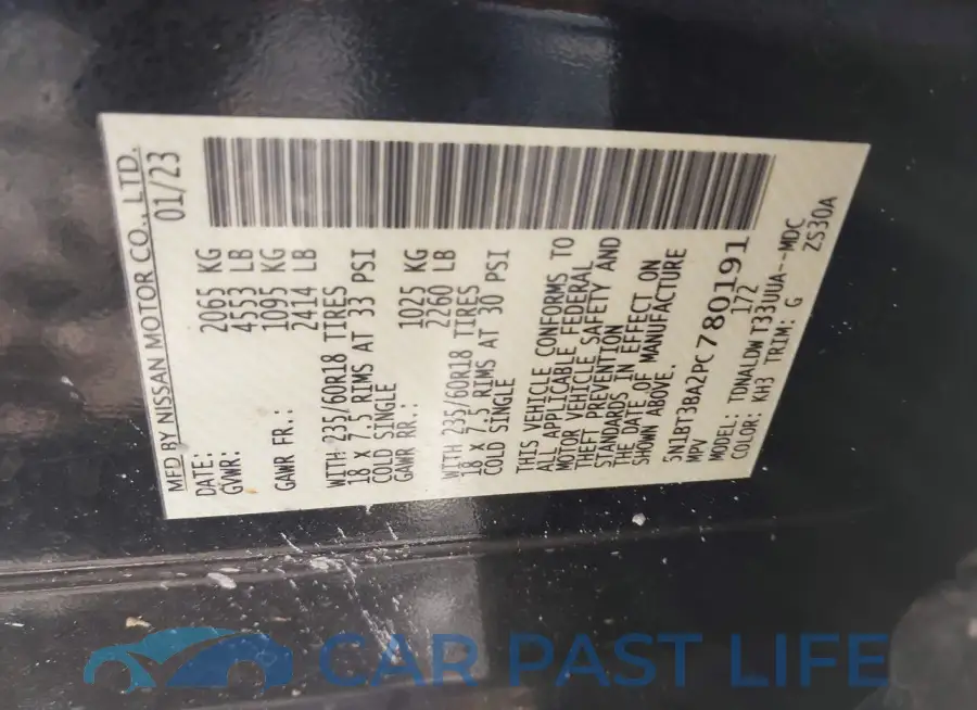 5N1BT3BA2PC780191# 9