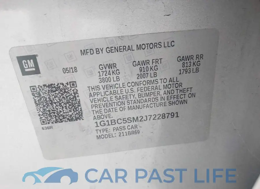 1G1BC5SM2J7228791# 9