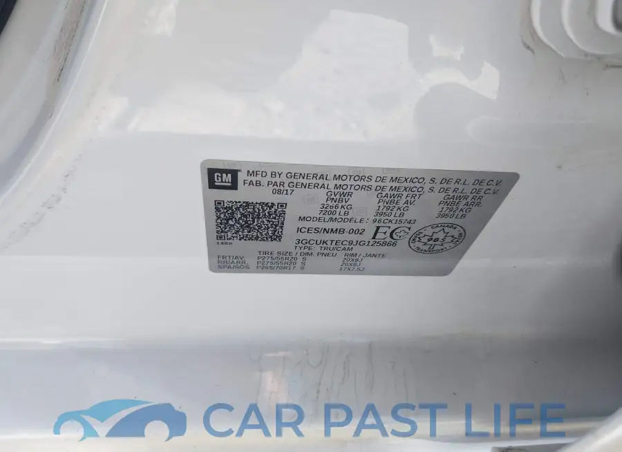 3GCUKTEC9JG125866# 9