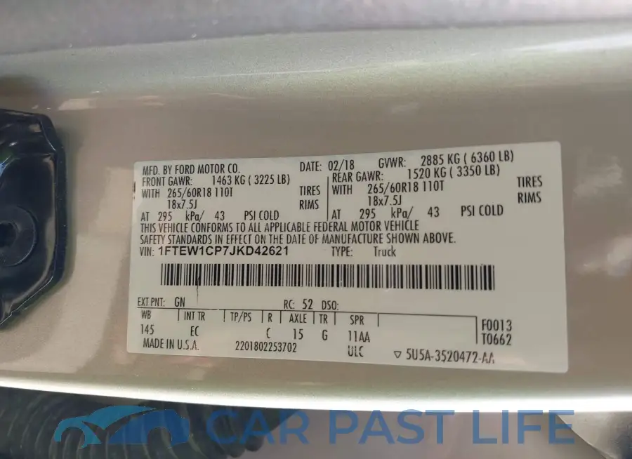 1FTEW1CP7JKD42621# 9