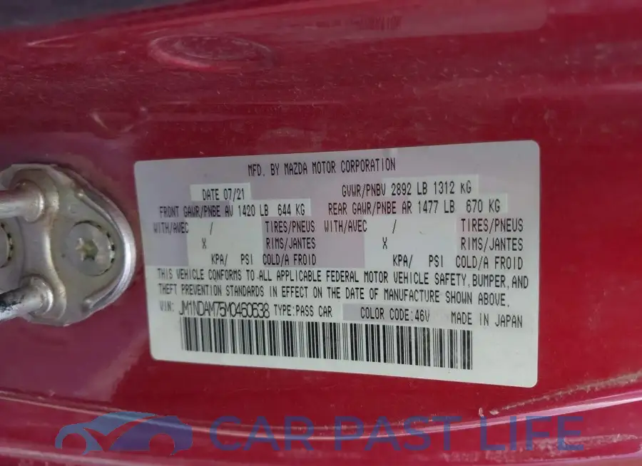 JM1NDAM75M0460638# 9
