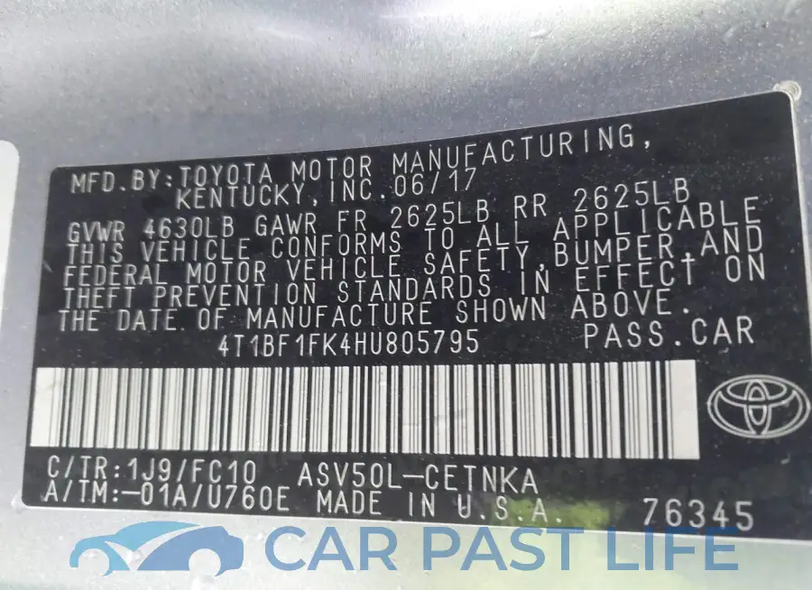 4T1BF1FK4HU805795# 9