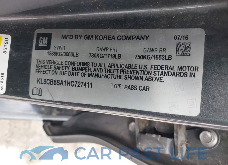 KL8CB6SA1HC727411# 9