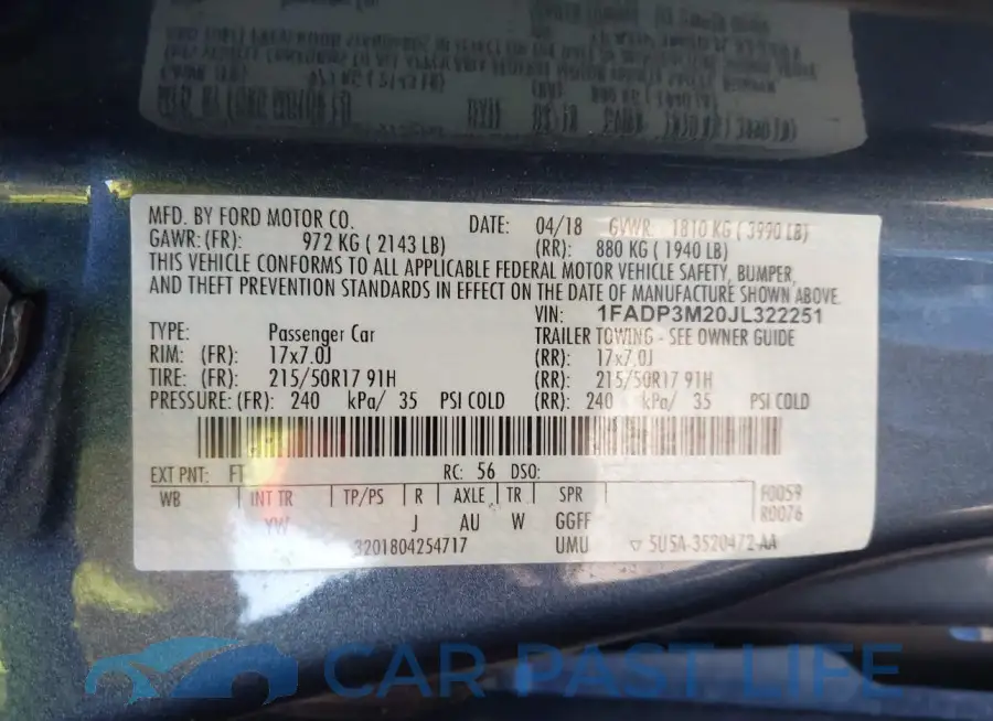 1FADP3M20JL322251# 9