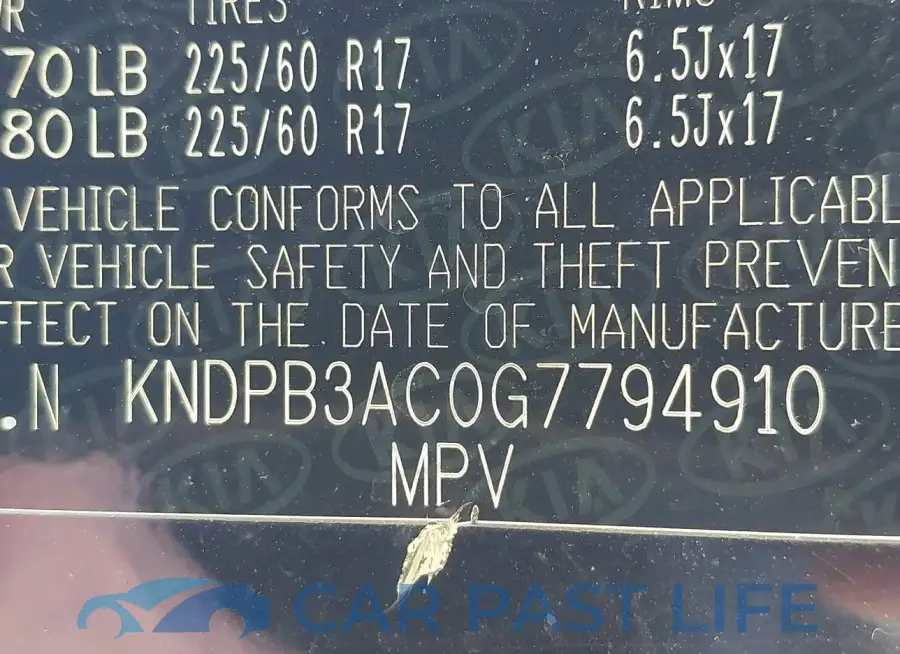 KNDPB3AC0G7794910# 9