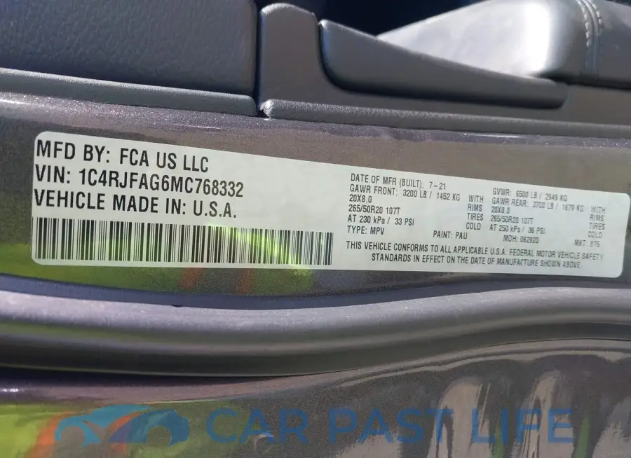 1C4RJFAG6MC768332# 9