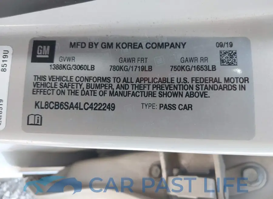 KL8CB6SA4LC422249# 9