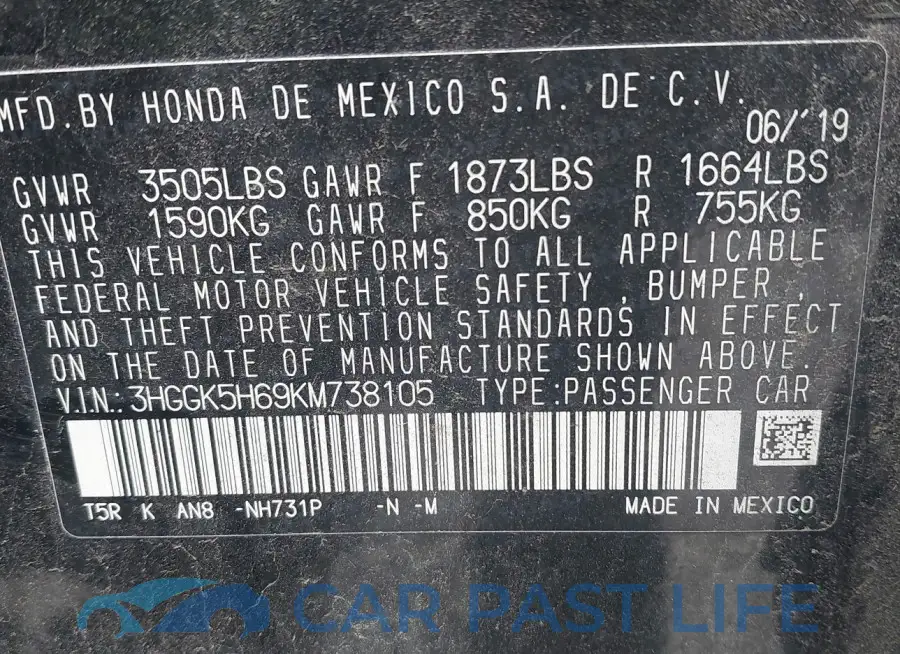 3HGGK5H69KM738105# 9