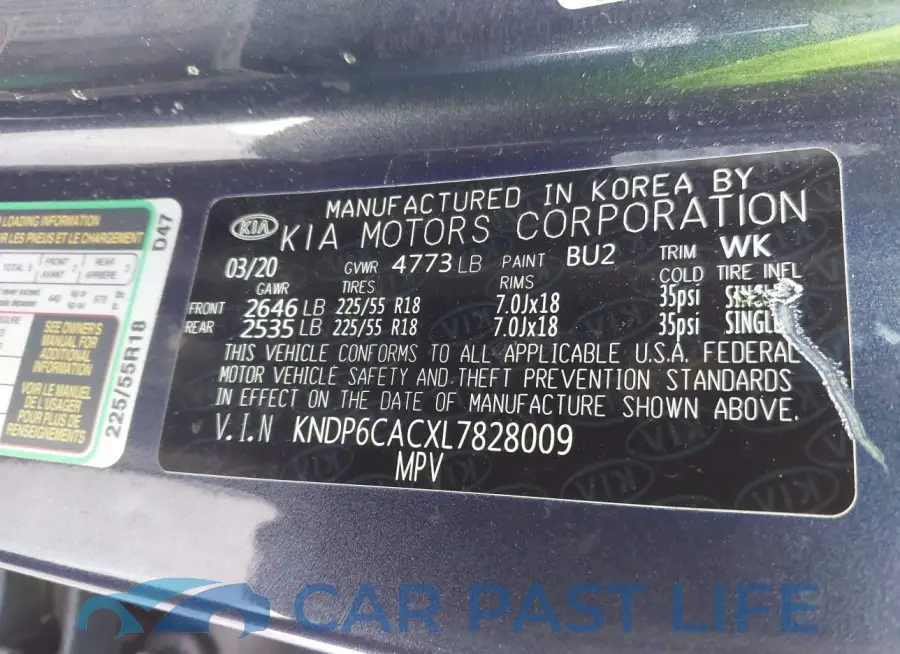 KNDP6CACXL7828009# 9