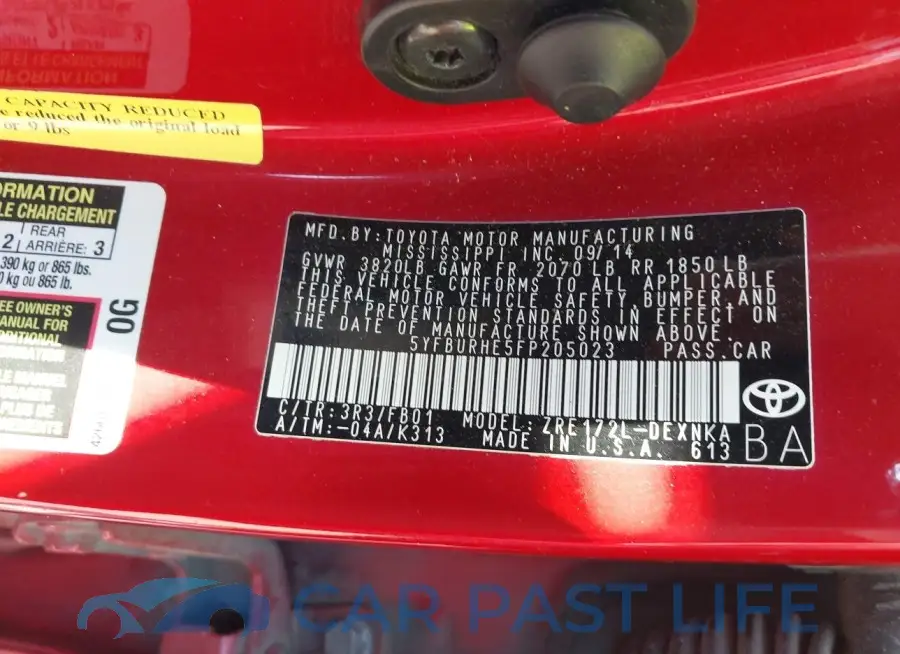 5YFBURHE5FP205023# 9