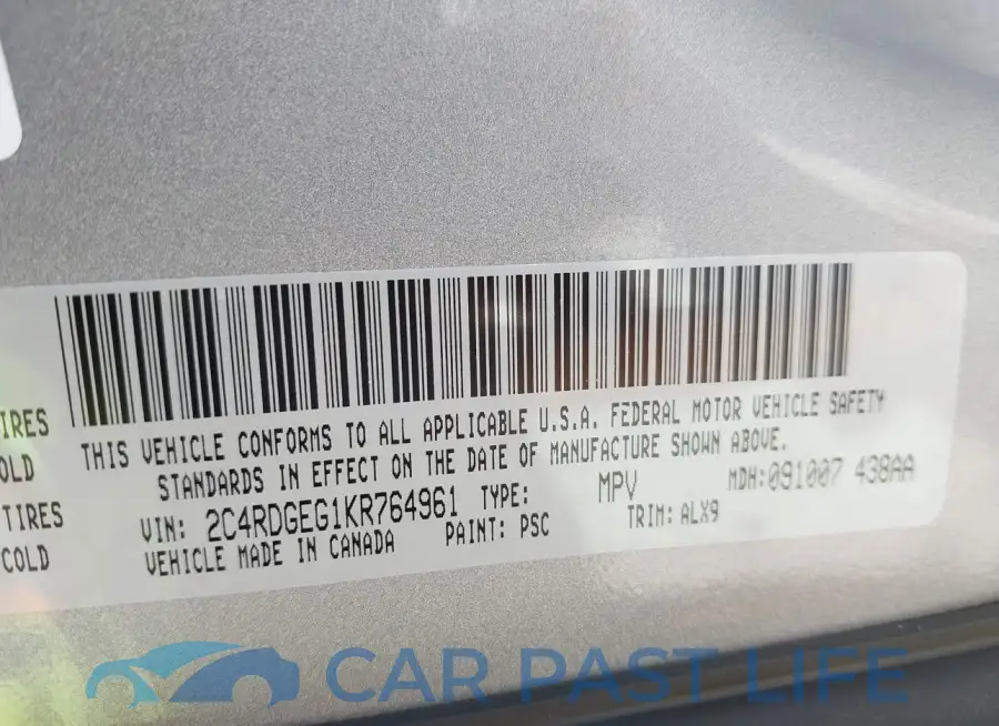 2C4RDGEG1KR764961# 9