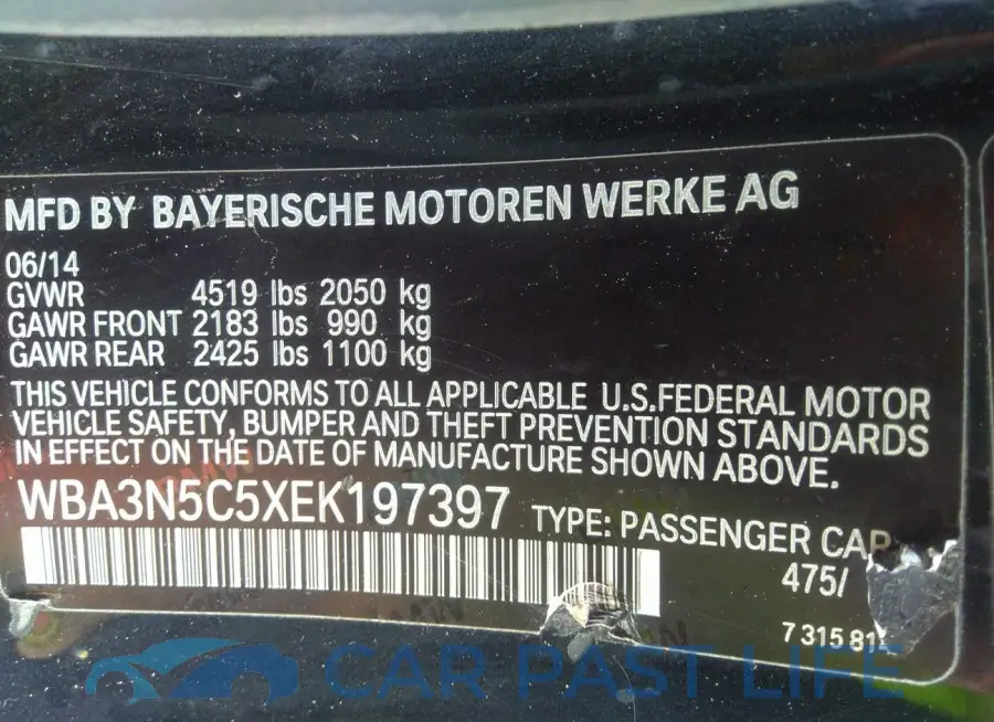 WBA3N5C5XEK197397# 9