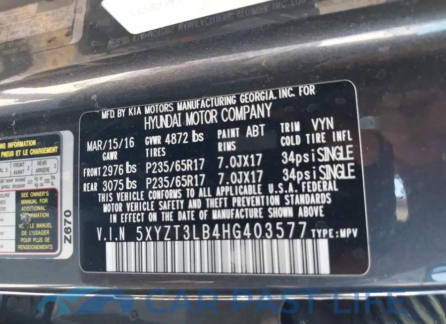 5XYZT3LB4HG403577# 9
