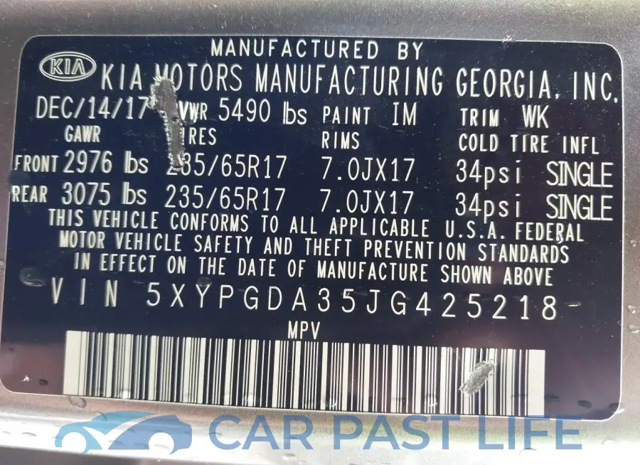 5XYPGDA35JG425218# 9