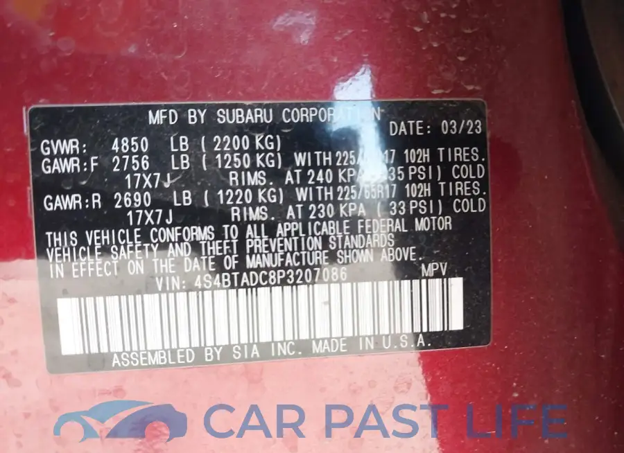 4S4BTADC8P3207086# 9