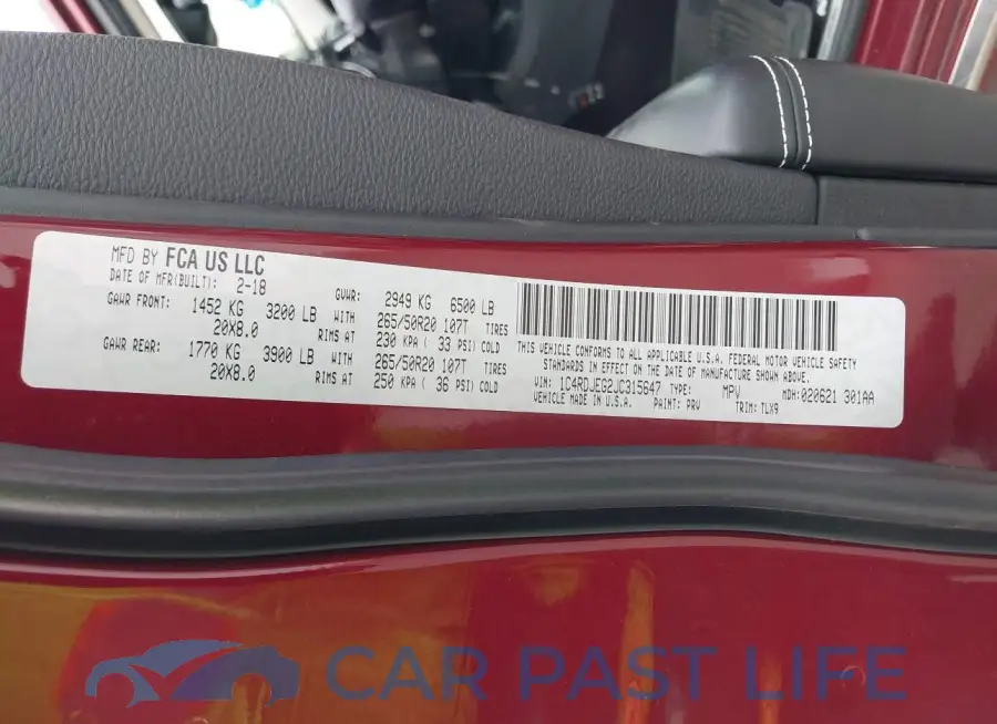 1C4RDJEG2JC315647# 9